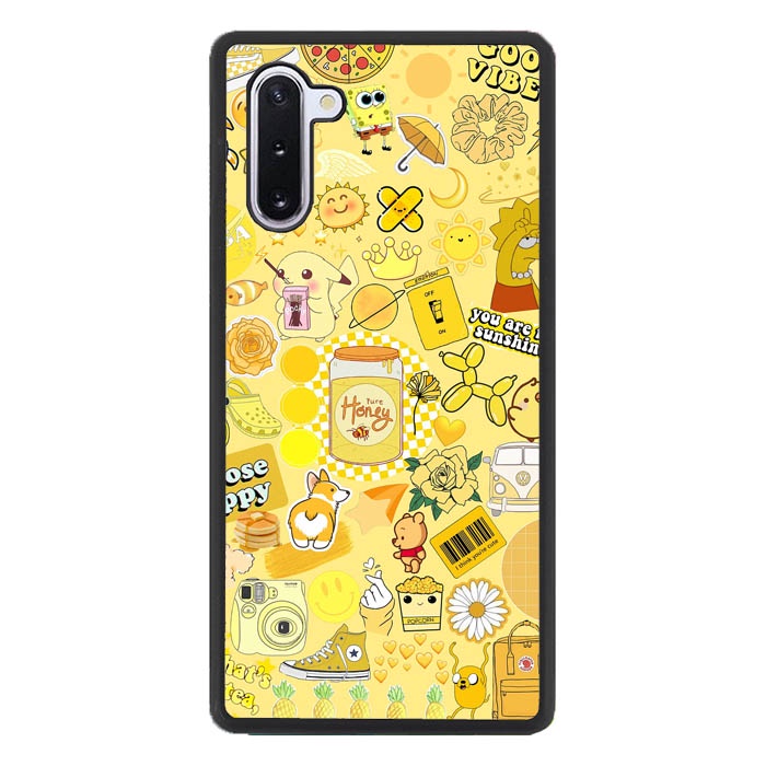 Casing Case Samsung Galaxy Note 8 9 10 20 Ultra Plus Lite Amarillo pastel ZKT D128