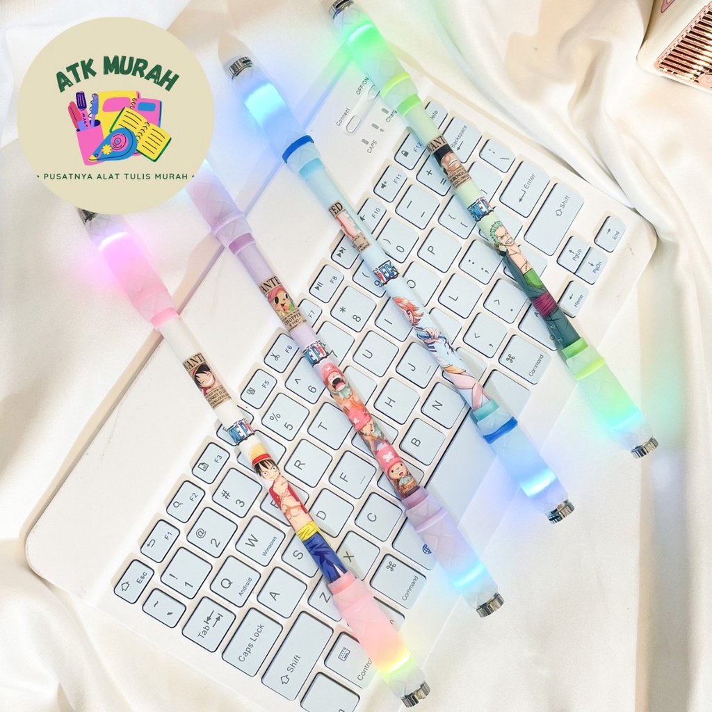 

pulpen tongkat putar magnet LED pen motif ONE PIECE LUFFY ZORO SANJI kreatif spinner lucu COD