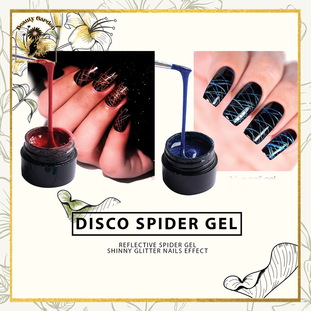 [ COD ] SPIDER GEL POLISH GLITTER DISCO/ KUTEK GEL PAINTING JARING GARIS/ NAILART GLITER NAIL ART