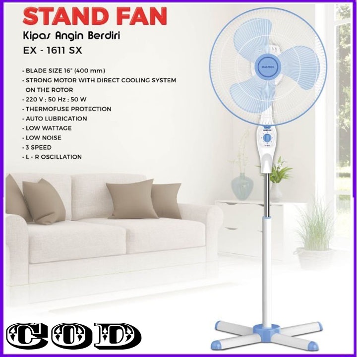 NEW MASPION STAND FAN / KIPAS ANGIN EX-1611 SX BERGARANSI RESMI