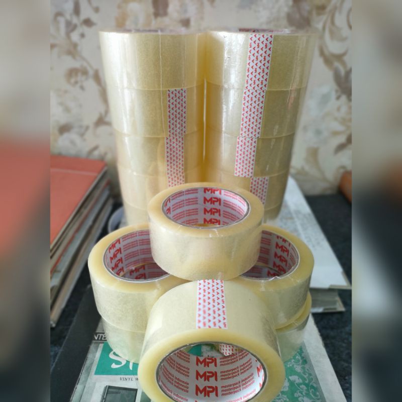 

Lakban bening coklat 100 yard full 45 mm tape solasi isolasi solatip MPI