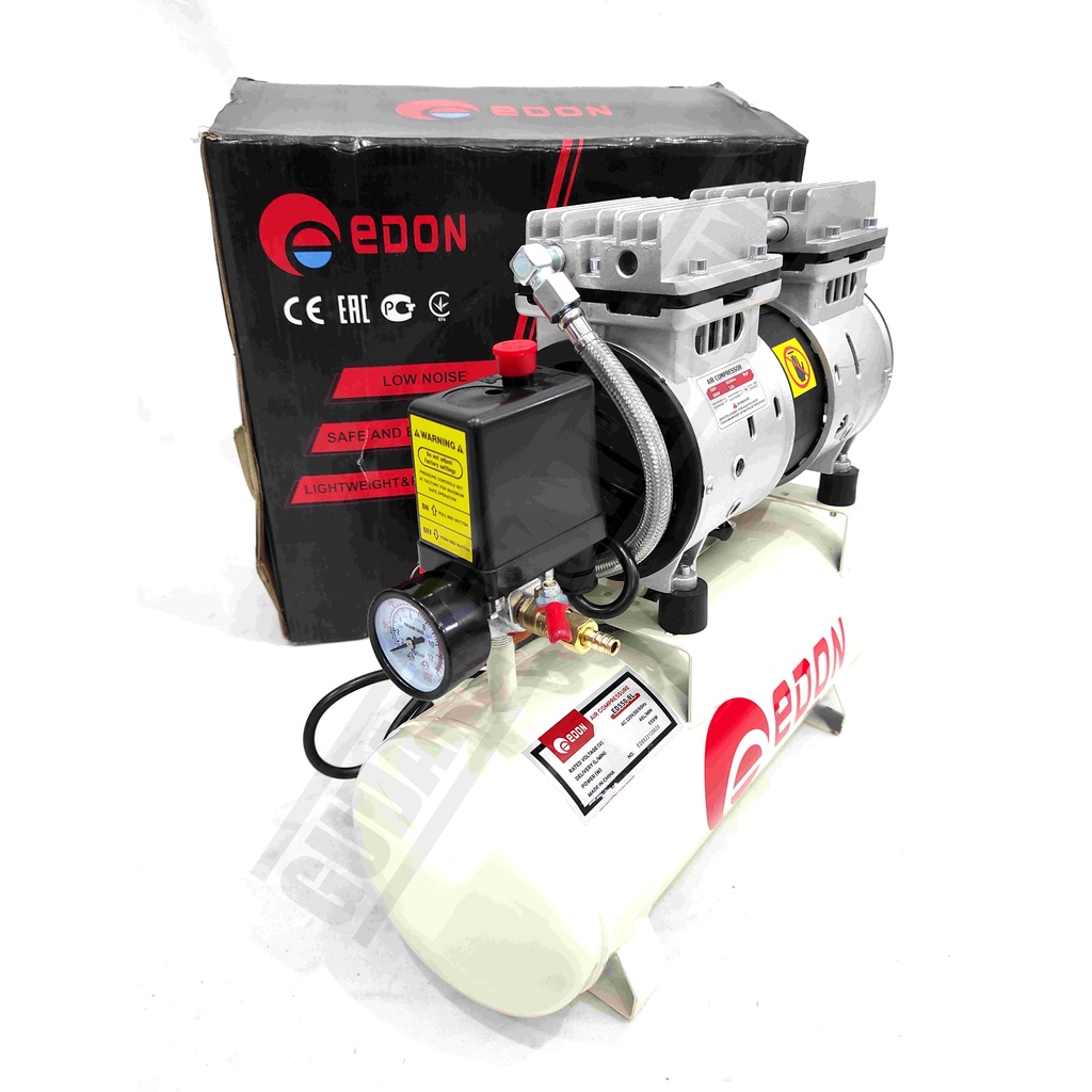 Kompresor Angin Tanpa Oli 8L EDON ED550-8L 3/4HP - Portable Air Compressor Oiless 8 Liter ED 550 3/4 HP ED 550-8L EDON