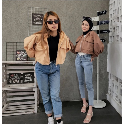 LUISA JACKET CROOPE WANITA ZIPPER HODIE