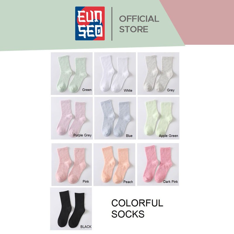 EUNSEO Kaos Kaki Wanita Panjang Colorfull Cotton Kaoskaki Fashion Korea Women Socks