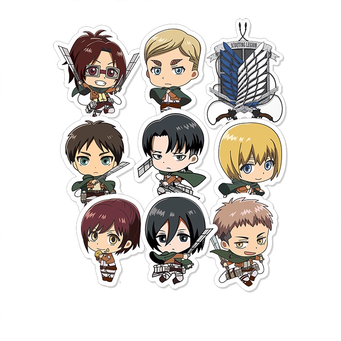 

Stiker Pack Pasukan Pengintai Surver Corps Attack on Titan isi 9 Pcs Bahan Vinil Tahan Air Waterproof