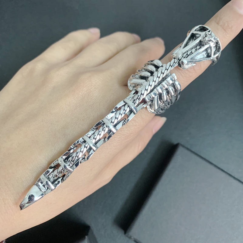 Pria Fashion Vintage Punk Gothic Scorpion Tail Terbuka Rings/Pria Mendominasi Keren Rock Metal Joint Ring/Penjualan Panas