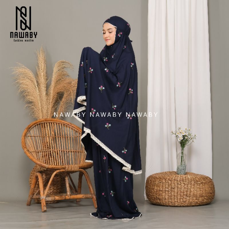 Mukena Dewasa Rayon Premium 2 in 1 Bordir Vinca Jumbo Free Tas Cantik