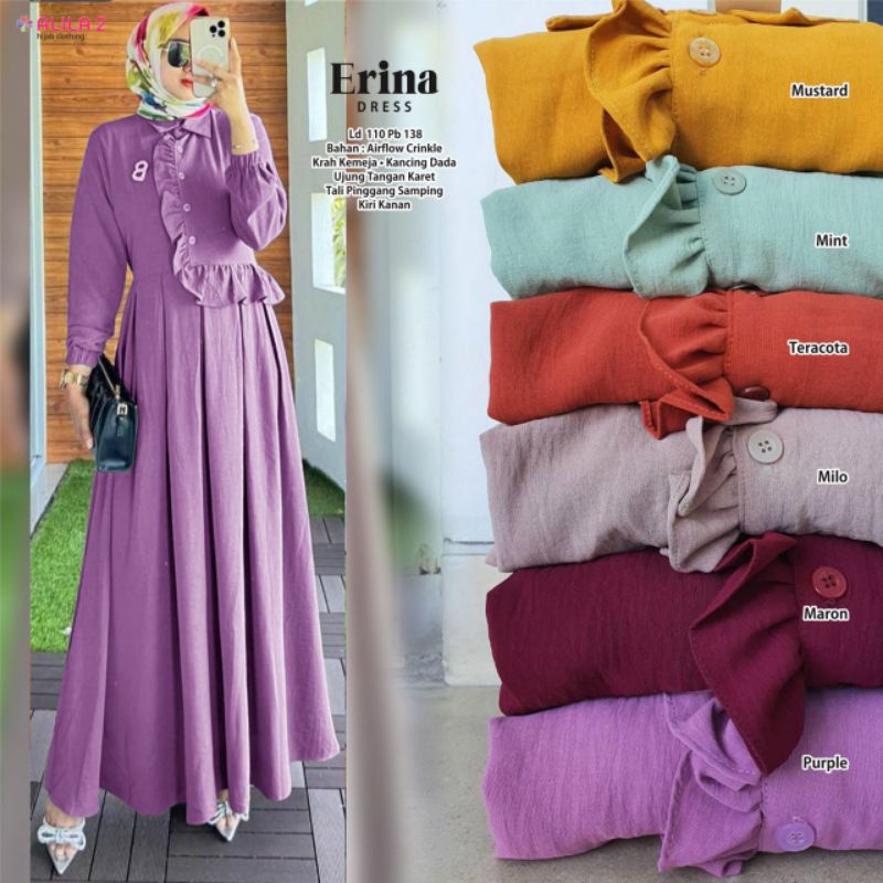 ERINA DRESS ORI ALILA 2 | Dress Perempun Airflow Crinkle