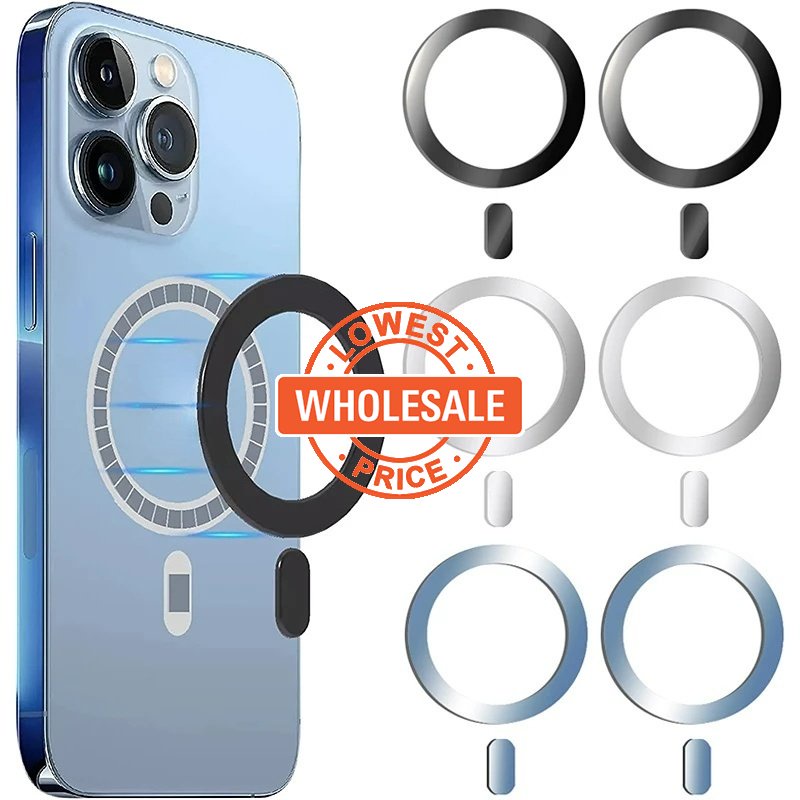 IPHONE [Harga Grosir] Stiker Ring Metal Wireless Charger Kompatibel Untuk Iphone14 13 12 Pro Max Plat Holder Mobil Universal