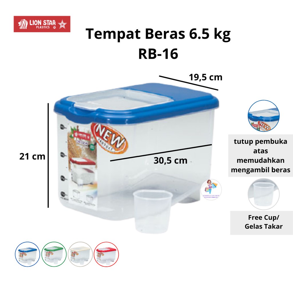 Kotak Beras Tempat Beras Oriza Rice Box 6,5kg RB-16 Lion Star