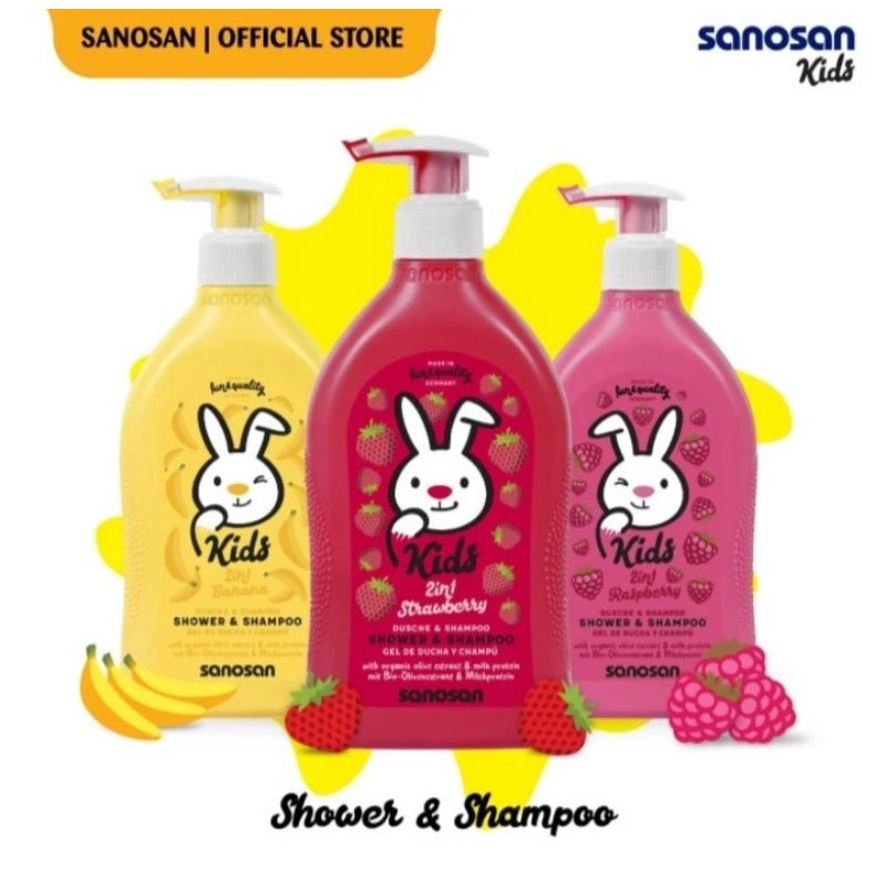SANOSAN Kids 2in1 Shower & Shampoo | Sabun dan Shampo Anak-Anak