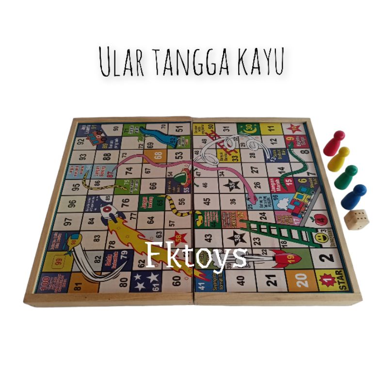 Mainan edukasi Ular tangga kayu mainan ular tangga jumbo