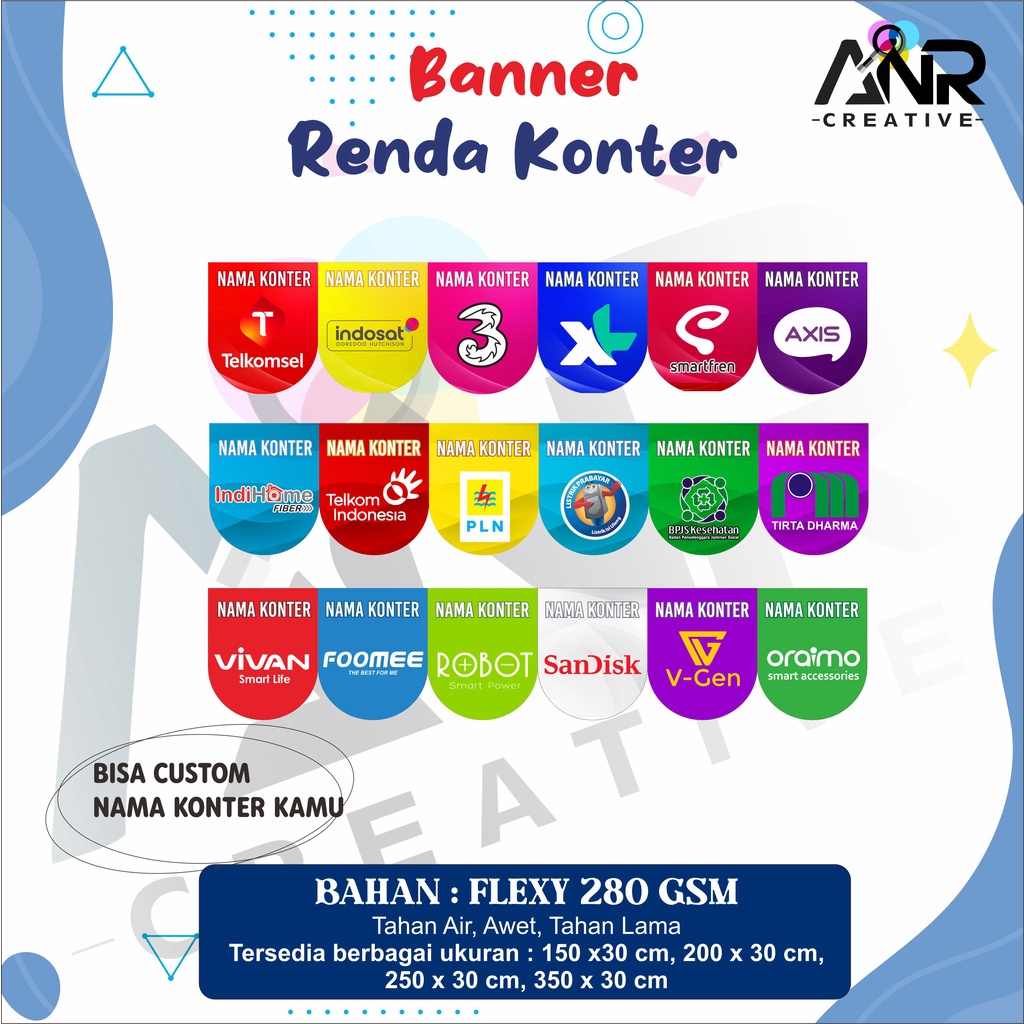 Banner Renda Konter/ Banner Renda Konter Murah /Flag Banner Konter / Banner Konter/ Flag Banner Murah