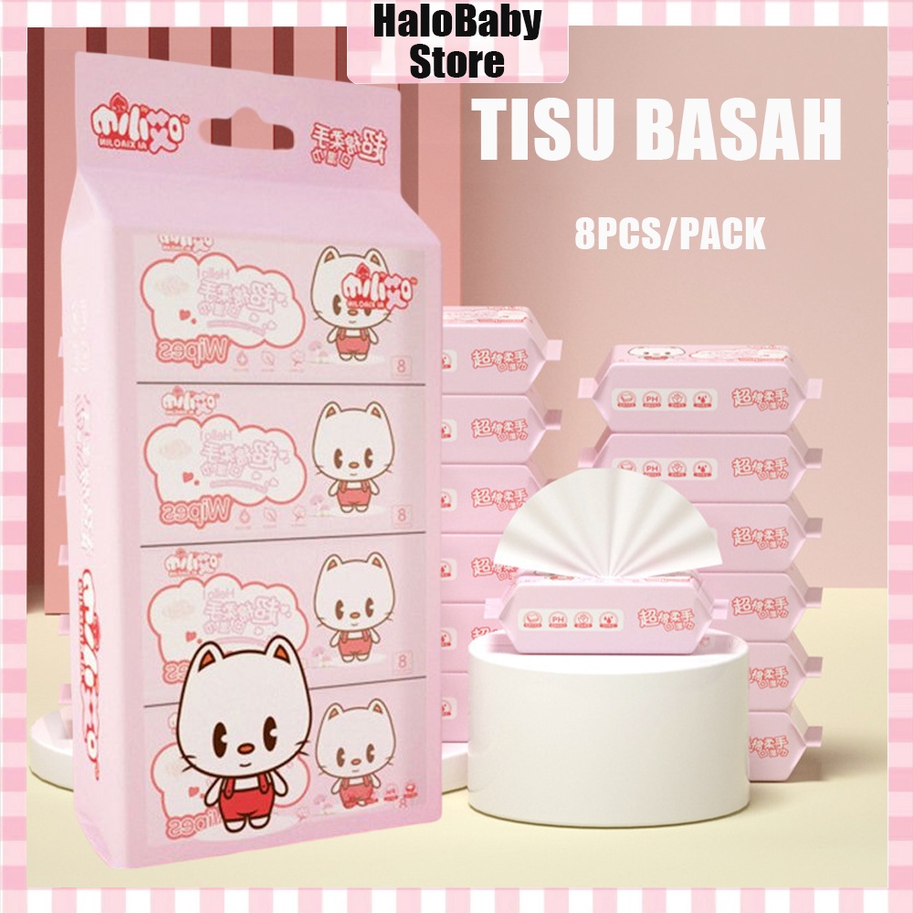 Halo Baby Tisu Basah Mini Travel 8in1/Tisu Basah Bayi/Baby Wipes/Tissue Basah Mini non alkohol