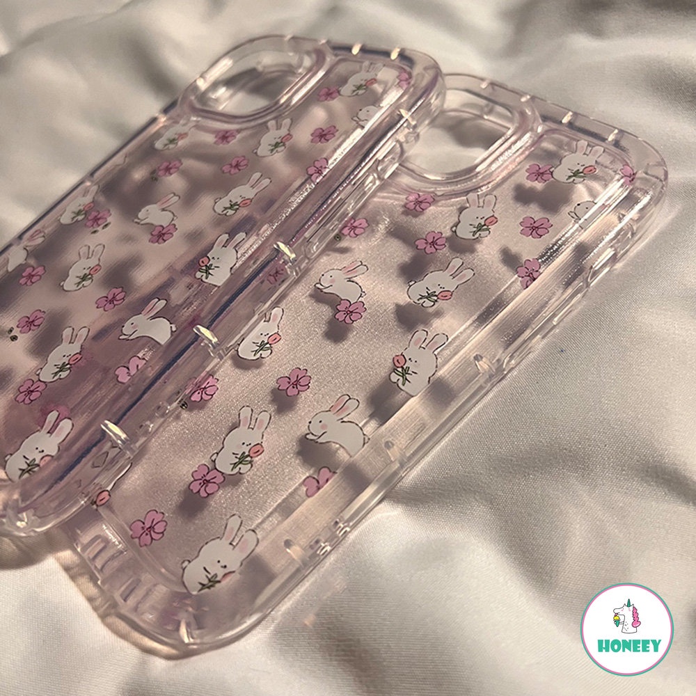 IPHONE Korea Bunga Kelinci Hewan Airbag Air Cushion Puff Phone Case Kompatibel Untuk Iphone14 13 12 11 Pro Max Shockproof Lembut TPU Back Phone Cover