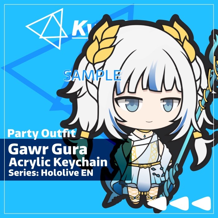KEYCHAIN HOLOLIVE GAWR GURA PARTY OUTFIT GANTUNGAN KUNCI BY KYRAMERCH