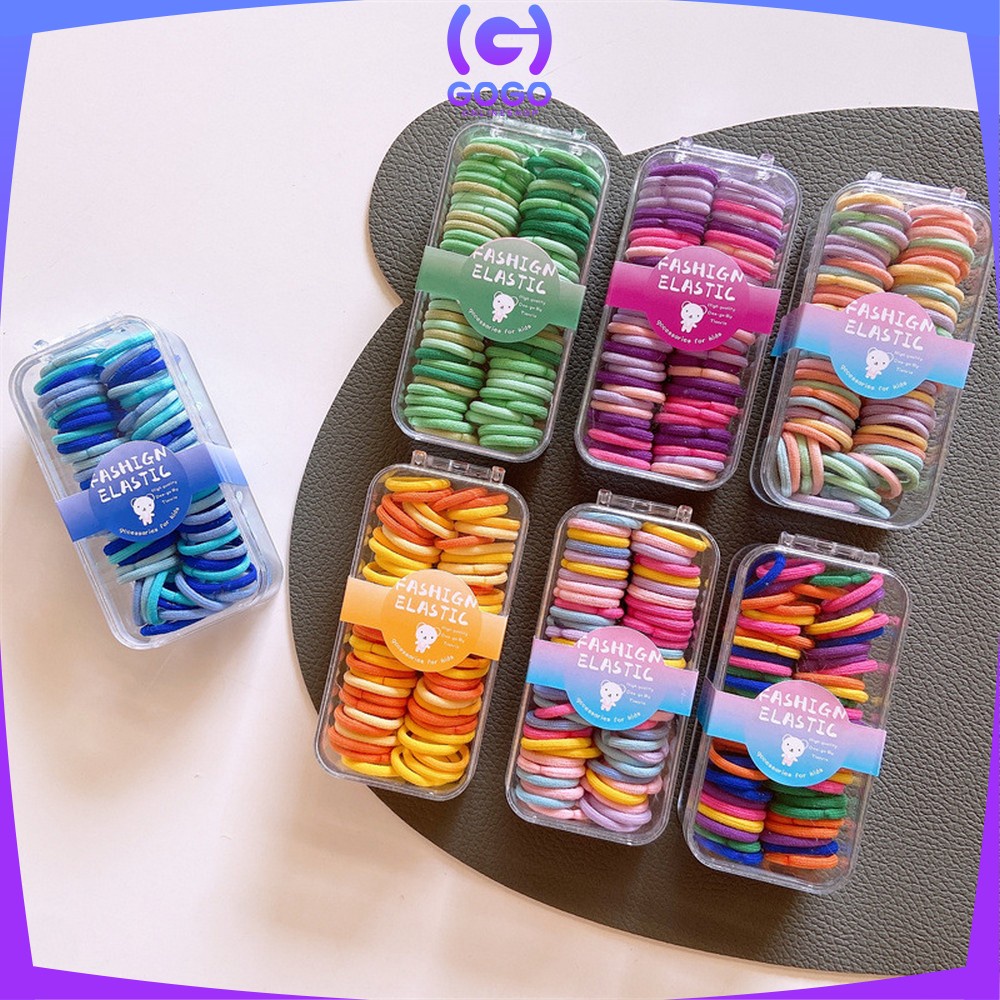 GOGO-C768 Ikat Rambut Korea Anak Perempuan Isi 60pcs Warna Warni Motif Polos / Kunciran Rambut Wanita Korean Fashion Import