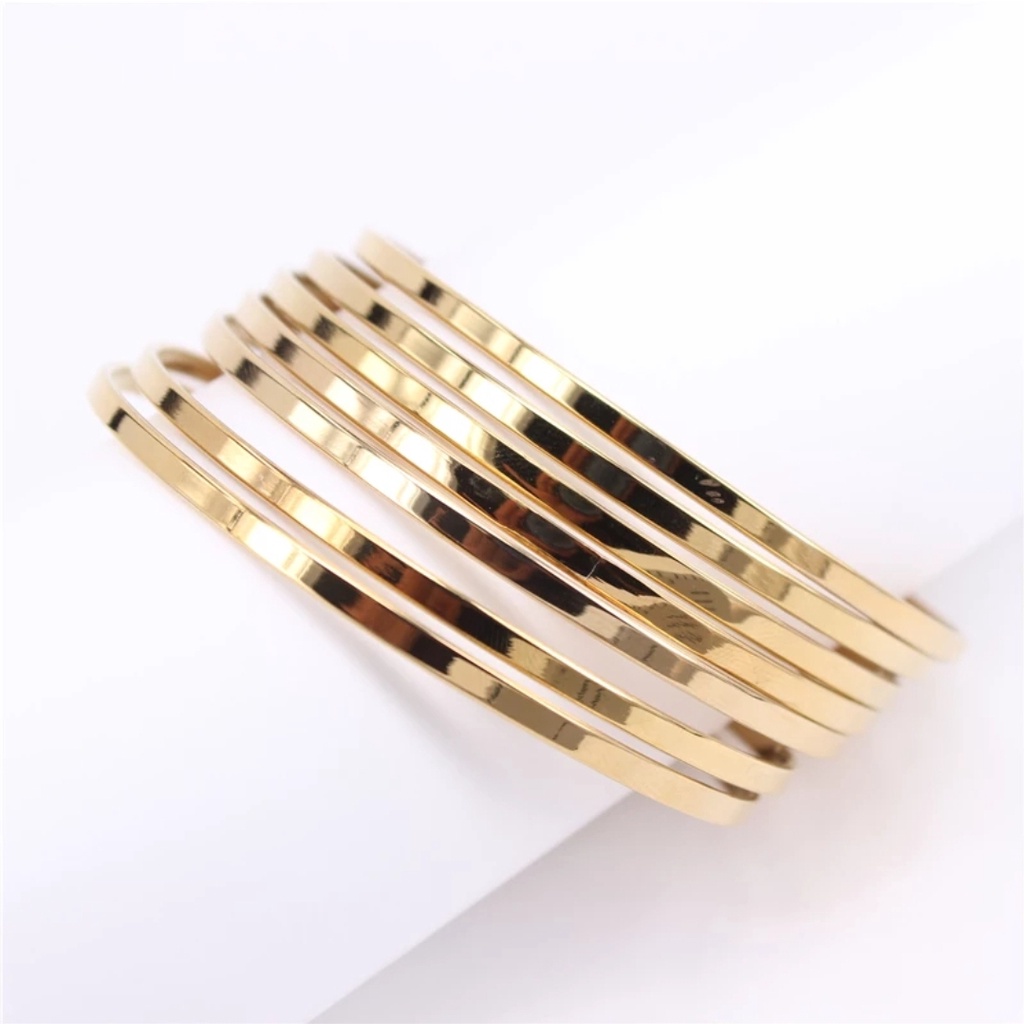 Gelang Keroncong Titanium 1 pcs, 2 pcs, 3 pcs dan 6 pcs Warna Rose Gold, Gold dan Silver