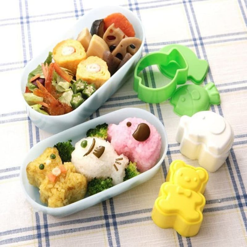 Cetakan nasi 3in1 ricemold onigiri bento beruang hello kitty animal gajah ikan snoopy burung lucu
