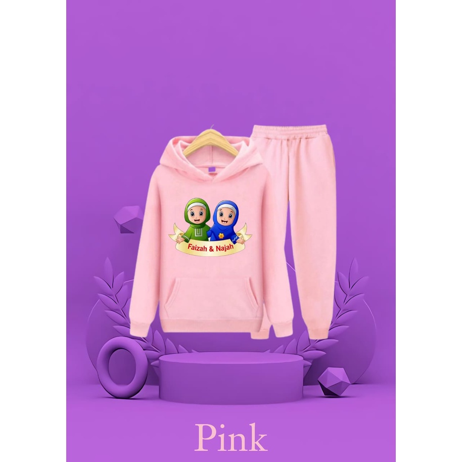 Hzl_outfit Setelan Sweater Hoodie Faizah Najah Anak Perempuan/ Setelan Hoodie Anak