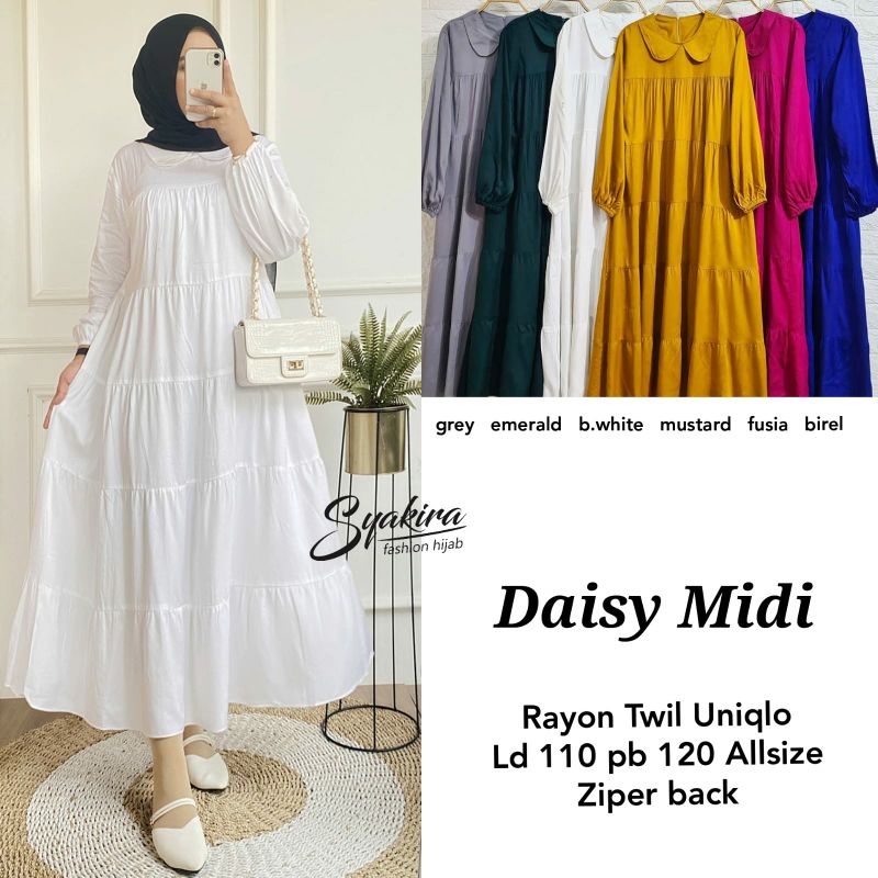 DAISY MIDI DRESS REMPEL susun 5 umbrela //MIDI RAYON TWIL //MIDI TERBARU //MIDI KEKINIAN