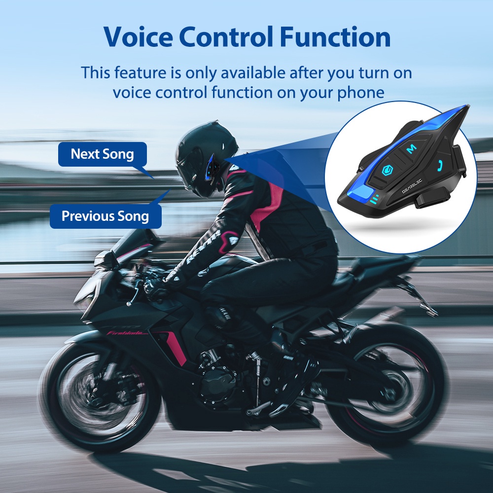 INTERCOM GEARELEC shark pro Sepeda Motor Bluetooth Intercom Headset 2-8 Pengendara Helm Headset dengan Radio FM