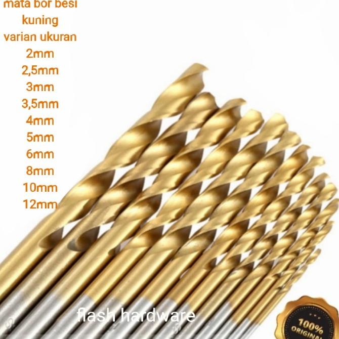 mata bor besi baja uk lengkap 2mm 2.5mm 3mm 3.5mm 4mm 5mm 6mm 8mm 10mm flashar66 Kualitas Baik