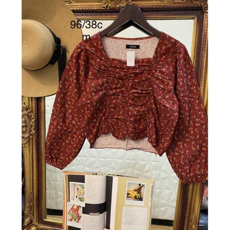 SABRINA KERUT MERAH CROP TOP // kerut sabrina