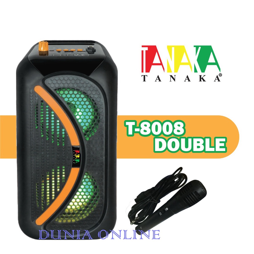 PROMO SPEAKER PORTABLE TANAKA T8008 DOUBEL  FREE MIC KARAOKE  TANAKA T 8008 DOUBEL