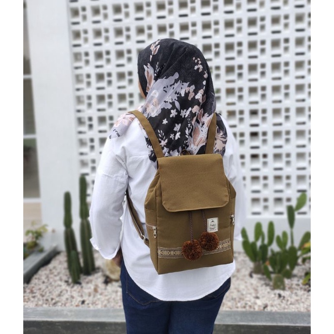 Ginny Backpack kode G89 Tas Kanvas Polos Sekolah Ransel Kerja muat notebook 10,6 inchi