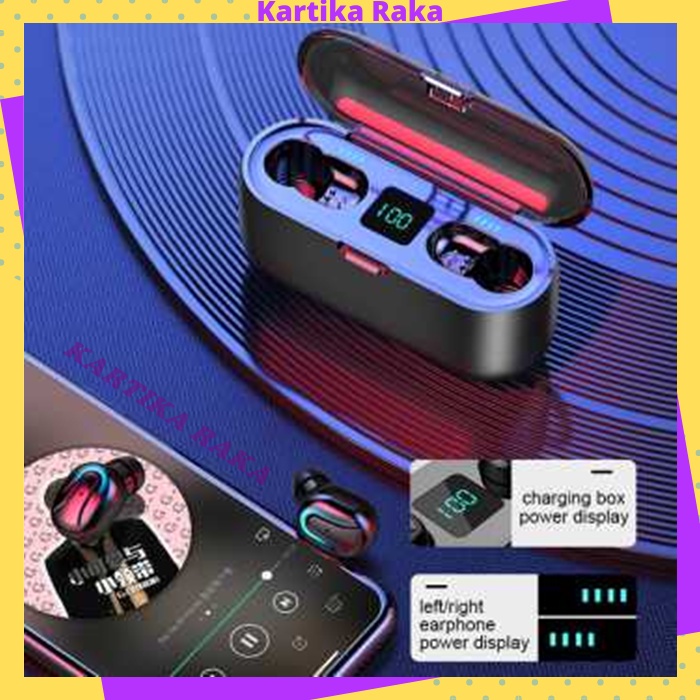 KR TWS Sport Earphone True Wireless Bluetooth 5.0 with Powerbank Charging Dock 2000mAh