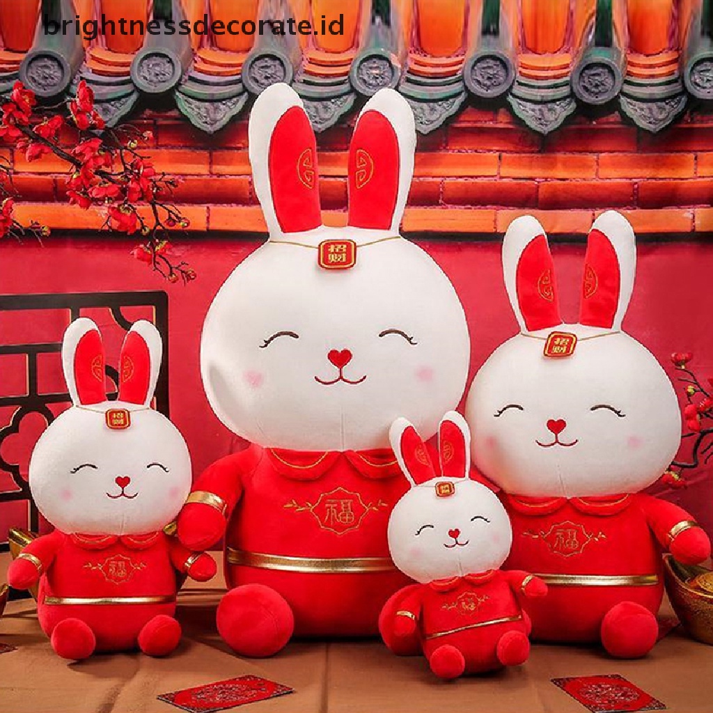 [Birth] 2023tahun Baru Lucu Gaya Cina Kelinci Mainan Mewah Boneka Boneka Kelinci Keberuntungan Lembut [ID]