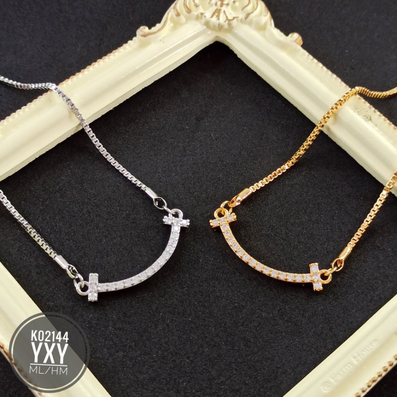 Kalung Yaxiya Koye Plat Zircon Silver K02144