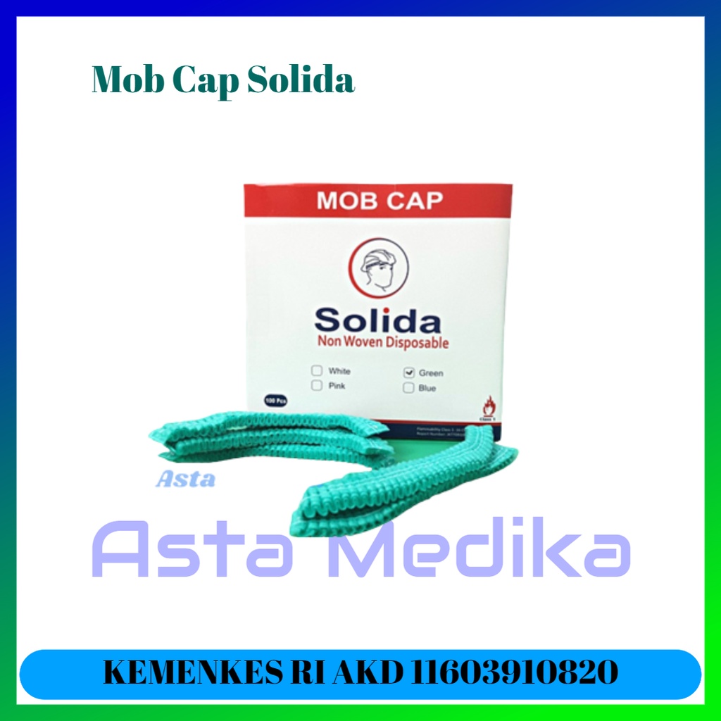 Topi Operasi Mob Cap Solida Topi Medis Disposable Nurse Cap Hairnet Pelindung Kepala Operasi