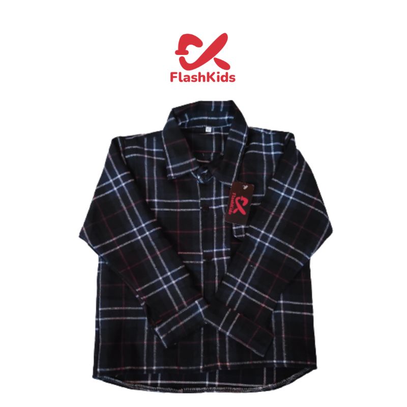 Flashkids Kemeja Anak Flanel Laki  Panjang 6-14 Thn