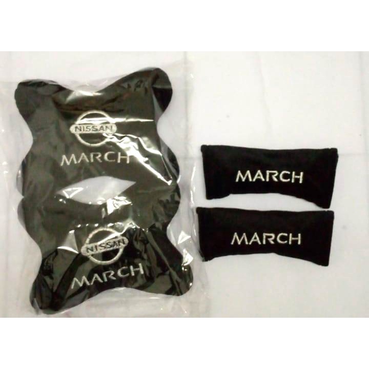 Sandaran kepala headrest Nissan March aksesoris interior bantal mobil 2 in 1