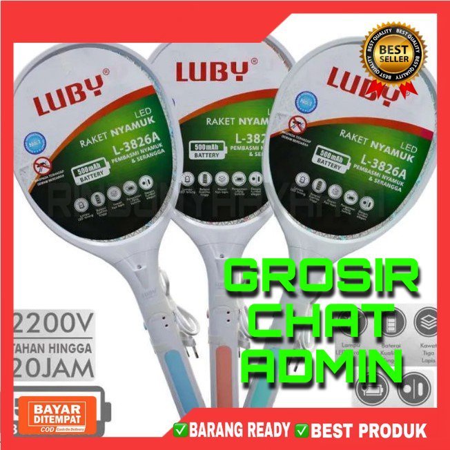 [RA]Raket Nyamuk LUBY L-3826A Raket Nyamuk LED plus Kabel Charge TERLARIS