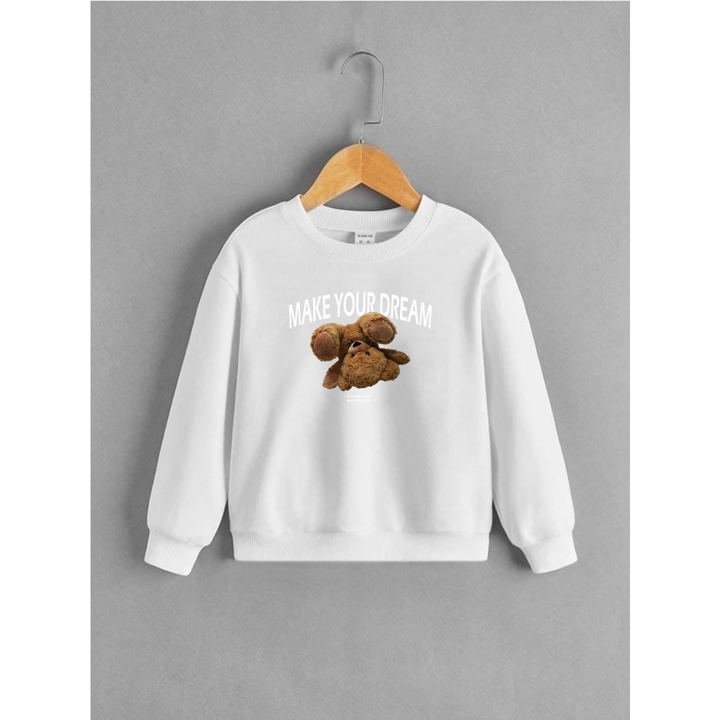 Sweater Perempuan Usia 2 - 12 Tahun Crewneck MAKE YOUR DREAM Switer Cewek Cowok