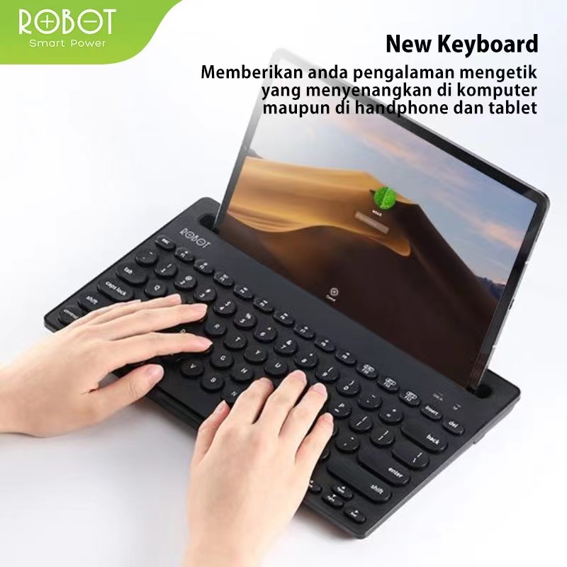 ROBOT KB10 Multi-Device Bluetooth &amp; Wireless Keyboard 3 Device Connect - Garansi Resmi 1 Tahun