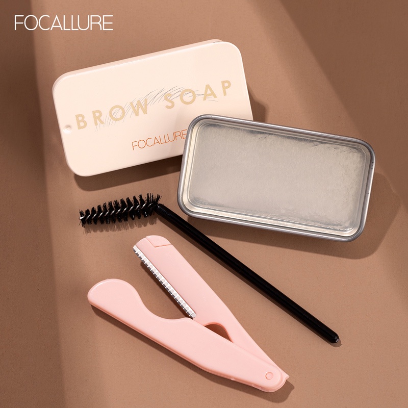 FOCALLURE 3PCS Eye Makeup Kit Waterproof Long-lasting Eyebrow + 2 in 1 Mascara &amp; Eyeliner+ Eyebrow soap