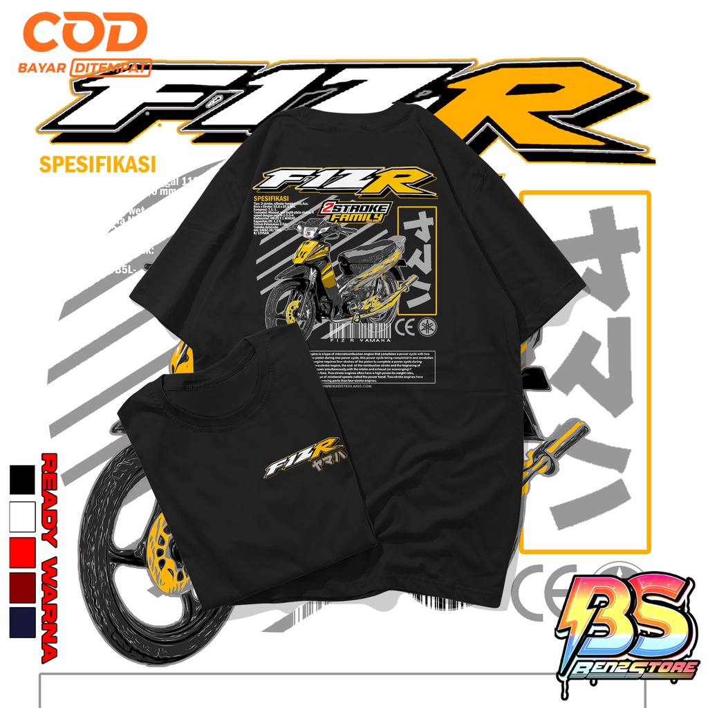 Kaos Distro 2 Stroke - Kaos FIZ R - 01 - Kaos Catton Combed 30s - Kaos Motor Vector - Baju Pria Mura