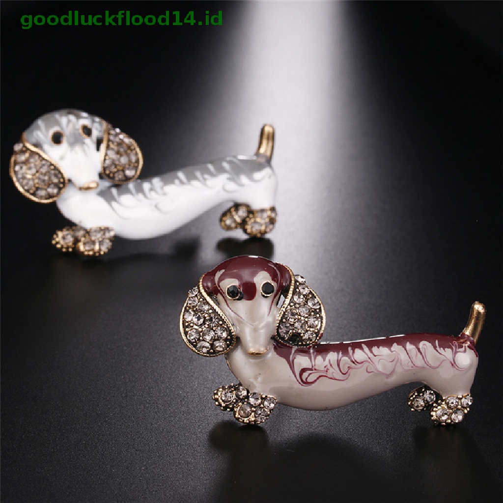 [GOOGFOUR] Enamel Kristal Puppy Bros Pin Anjing Hewan Bros Baju Kerah Pin Pesta Perhiasan [TOP]