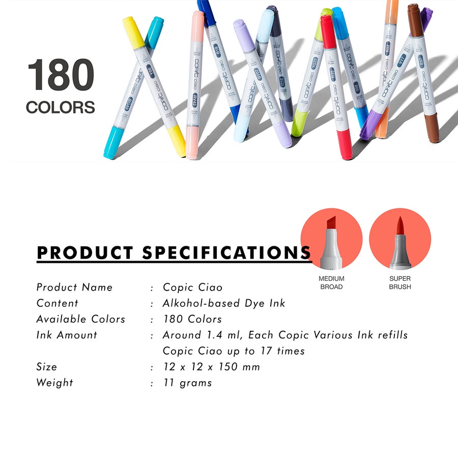 Copic Ciao Marker YR (Yellow Red) Series CCM/YR - Satuan