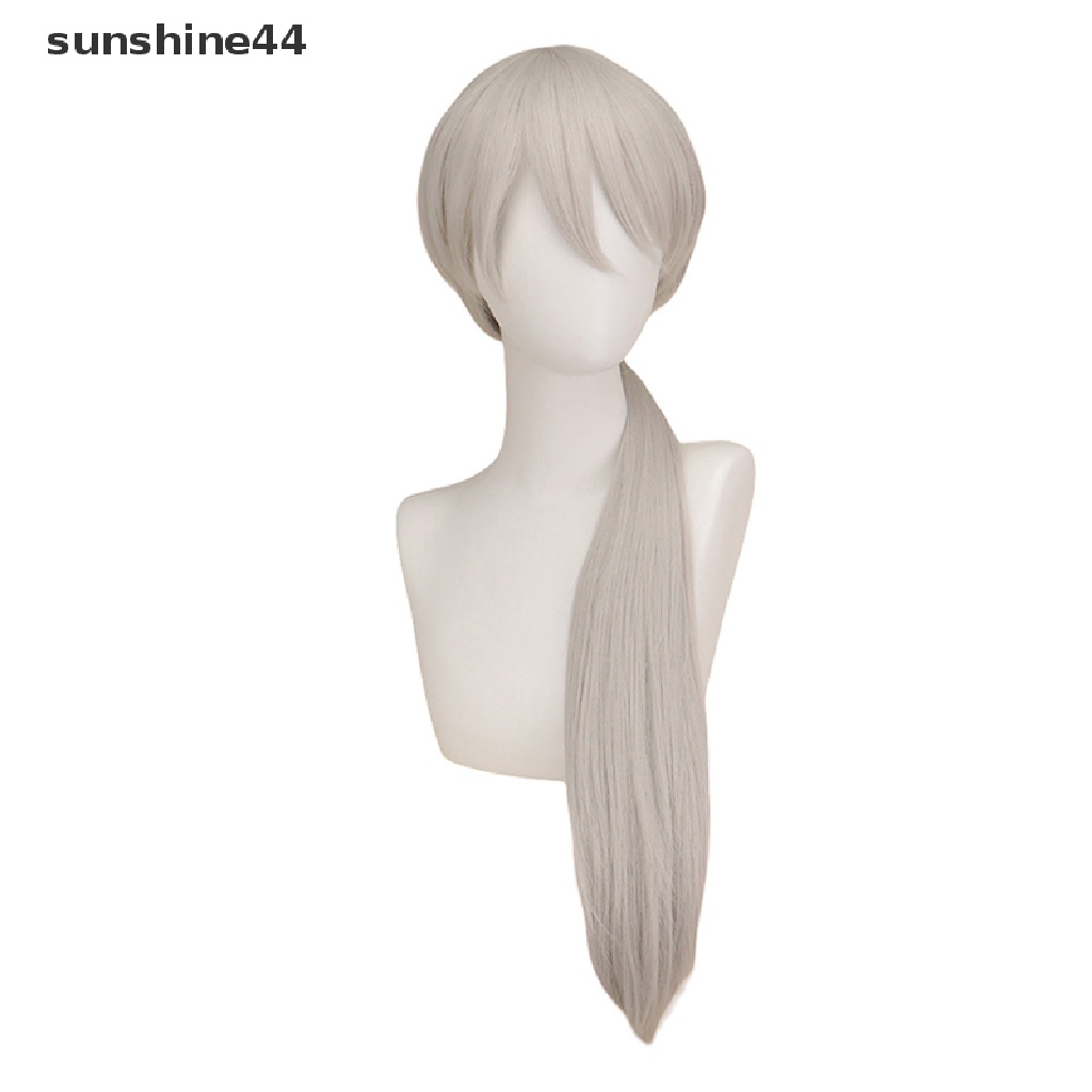 Sunshine Anime Chain Man Quanxi Cosplay Perak Wig Panjang Mata Patch Tahan Panas.