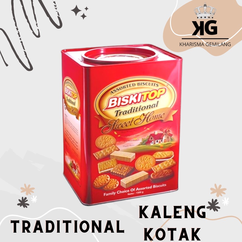 

BISKITOP - KALENG KOTAK TRADISIONAL 1500Gr Assorted Biskuit Biscuit Waffer Kaleng Lebaran Murah