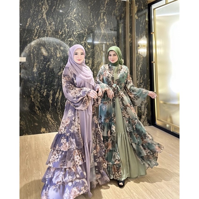 SET ABAYA OUTER FLOWER PREMIUM BY SHELLASAUKIA ORIGINAL