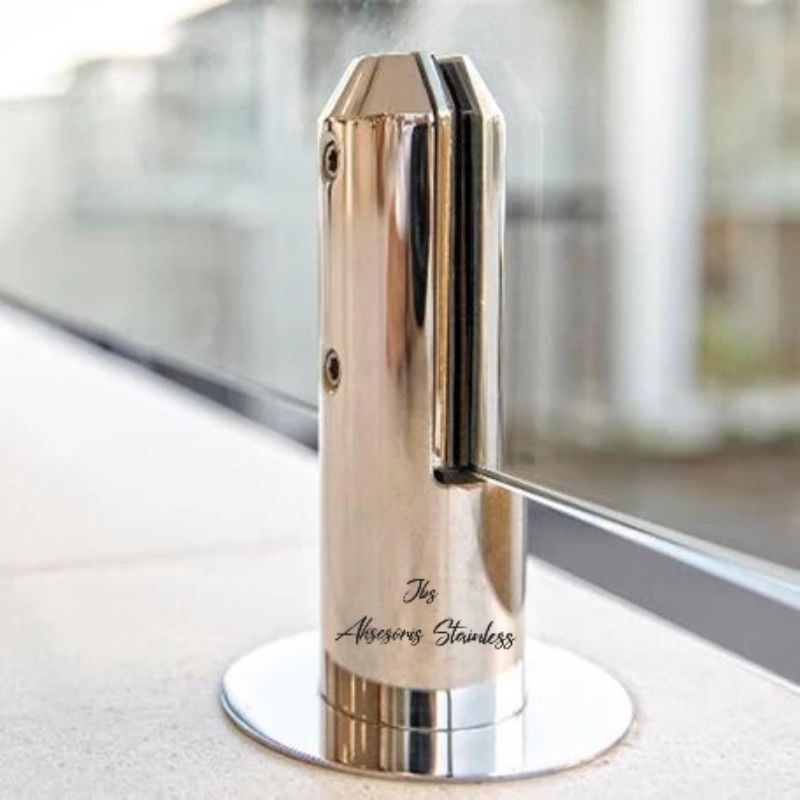 SPIGOT/BRACKET KACA BULAT STAINLESS SS 304 MIRROR SILVER_AMBALAN KACA/FITTING GLASS
