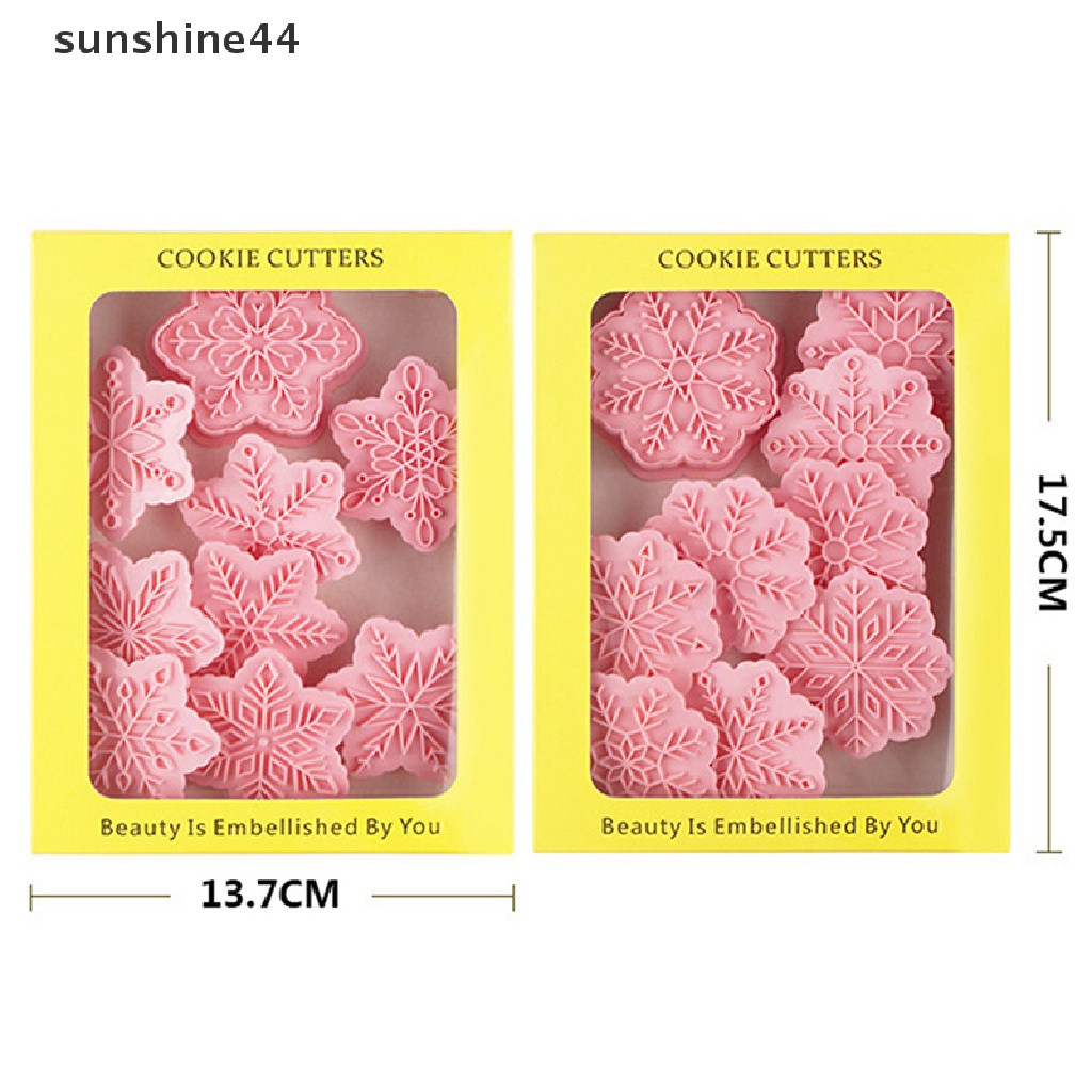 Sunshine 9pcs/set Pemotong Kue Kering Bentuk Snowflake 3D Cetakan Biskuit Plastik Cookie Bakeware.