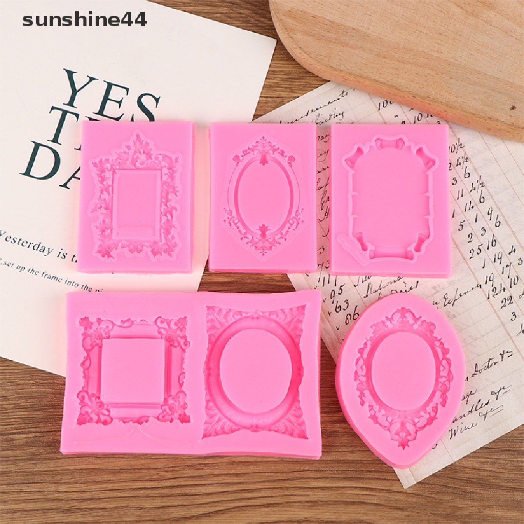 Sunshine 1Pc Cetakan Fondant Renda Geser Bingkai Foto Silikon Permen Kue Border Dekorasi.