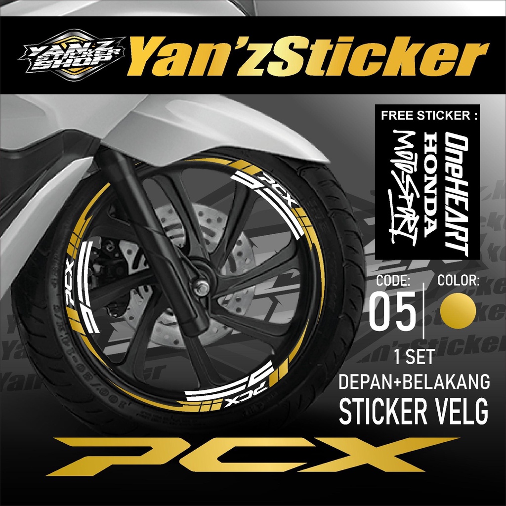 Aksesoris Motor Stiker Cutting Sticker List Velg Honda PCX 160 PCX 150 Lis Pelek Velk Variasi Set De
